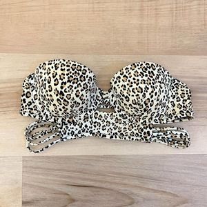 Victoria’s Secret Leopard Strapless Bathing Suit Top Sweetheart Neck Size 32A